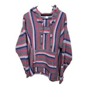 Boho Beach Poncho Southwest Hooded Pullover Mens XL